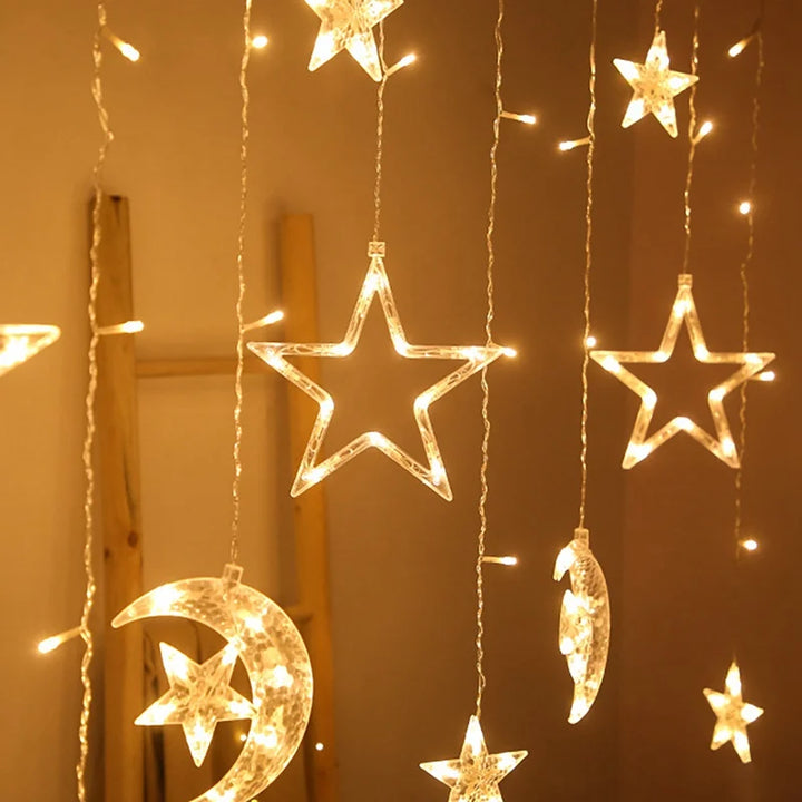 Moon Star Ramadan Decor Led Curtain Garland Fairly Light Eid Mubarak Ramadan Decoration Islam Muslim Party Eid Al Adha Decor